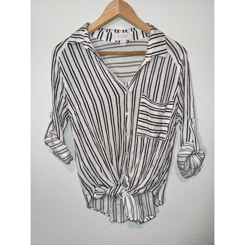 VIXBE Striped Tie-Front Top  – Size S